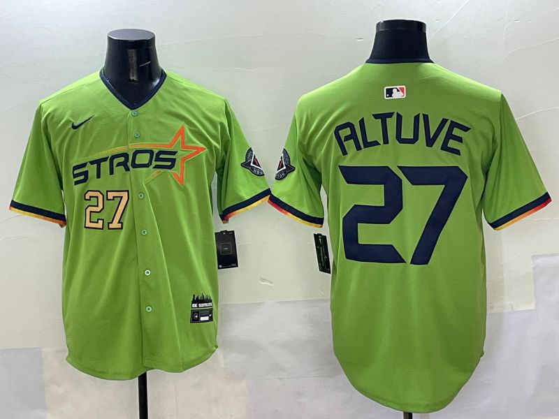 Men Houston Astros #27 Altuve Green three generations Joint Name 2025 Nike MLB Jersey style 2->houston astros->MLB Jersey